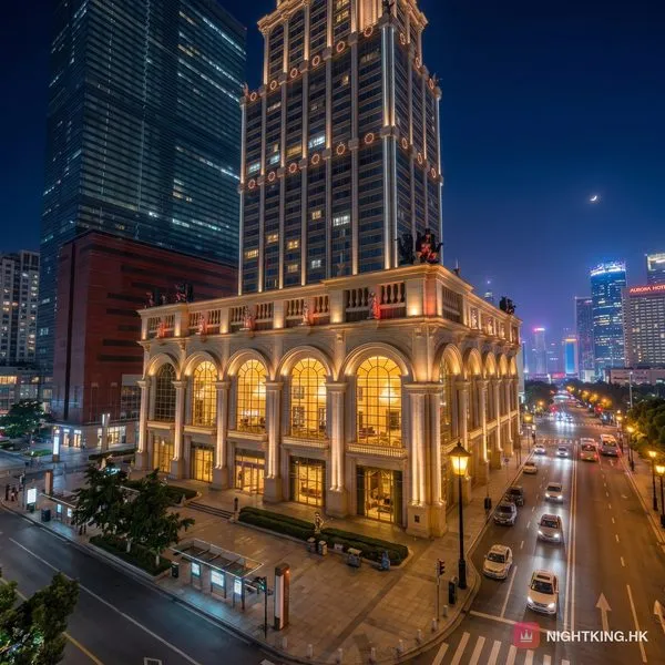 凱旋門酒店外觀夜景・澳門半島核心位置歐式建築